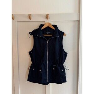 Ralph Lauren Vest Womens Large Navy Blue Full Zip Hooded Lauren Active NWOT Golf